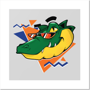 Retro 90s Alligator Head Cartoon // Old School Gator Posters and Art